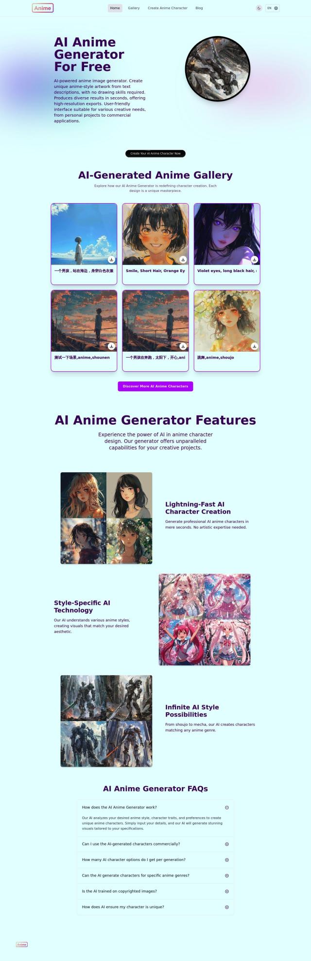 AI Anime Generator full screenshot