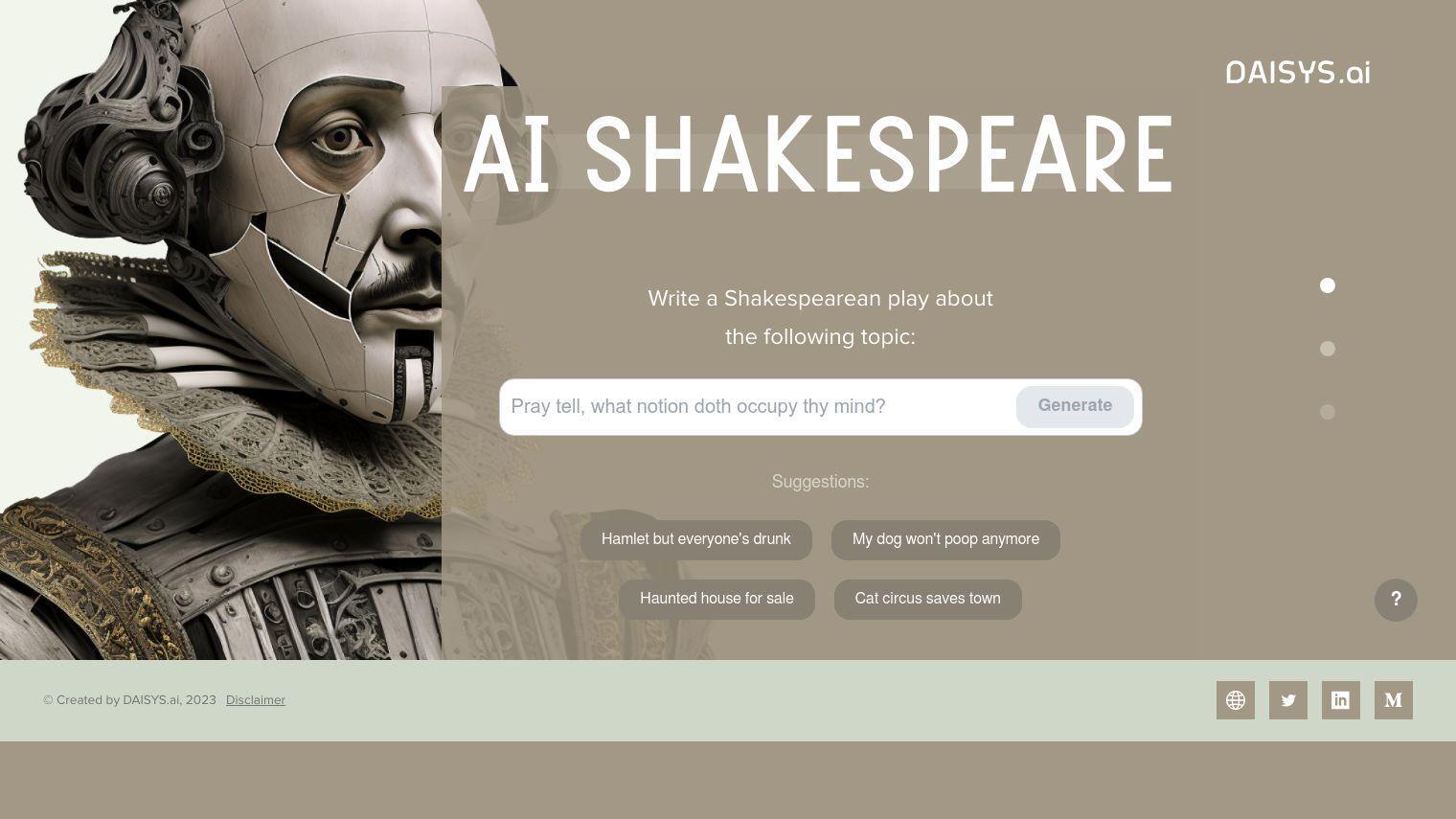 AI Shakespeare full screenshot