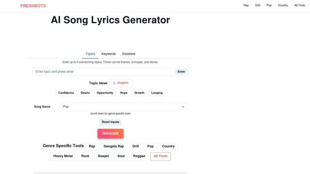 AI Song Lyrics Generator screenshot thumbnail