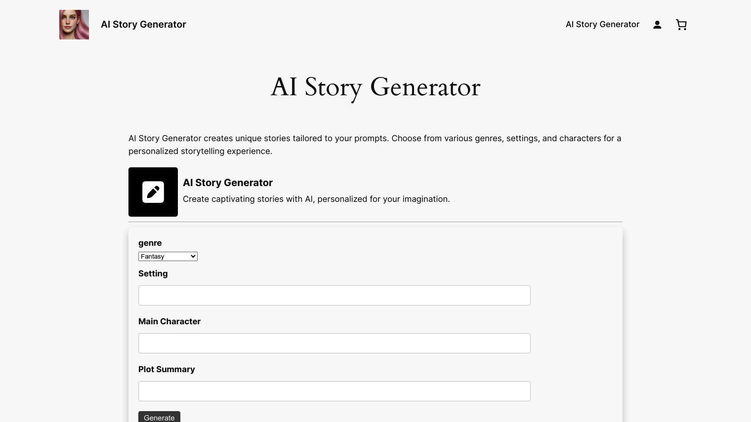 AI Story Generator screenshot thumbnail