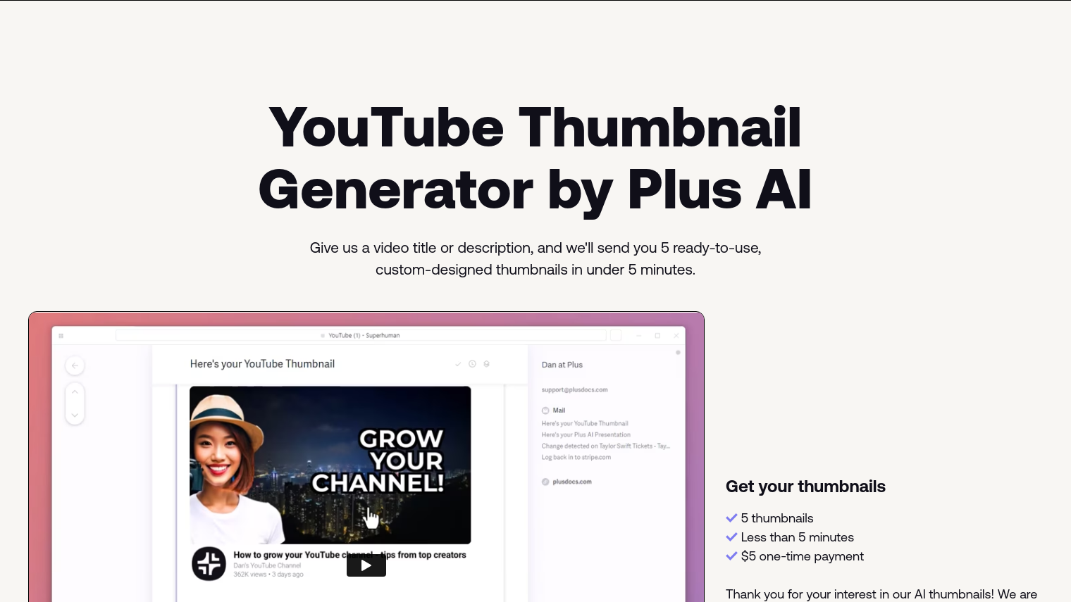 AI Youtube Thumbnail Generator screenshot thumbnail