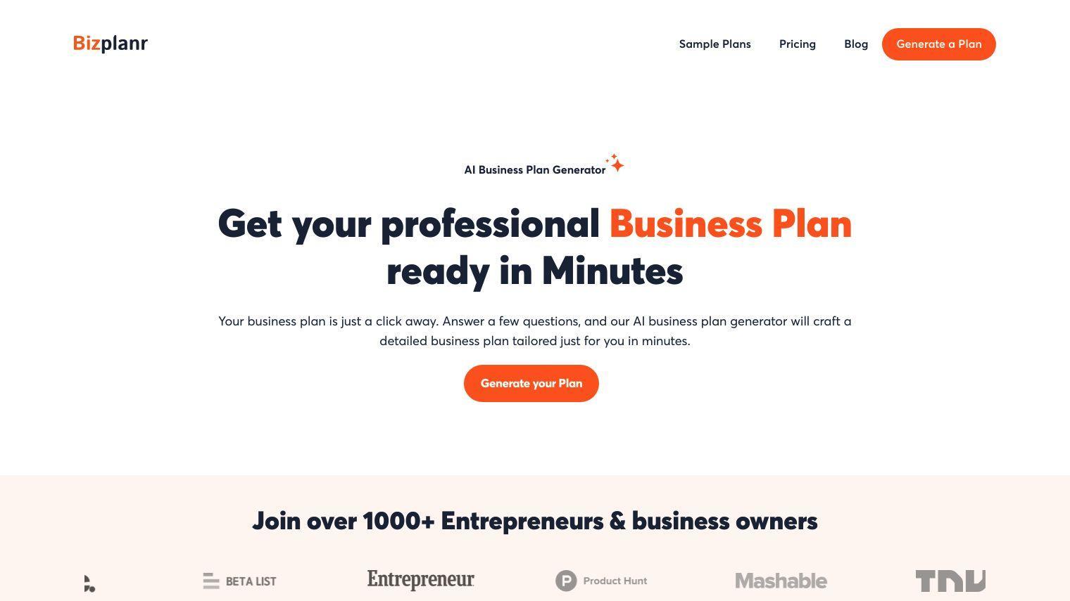 Bizplanr screenshot thumbnail