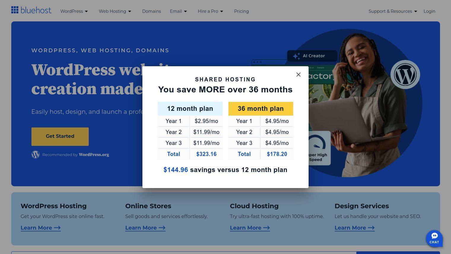 Bluehost screenshot thumbnail