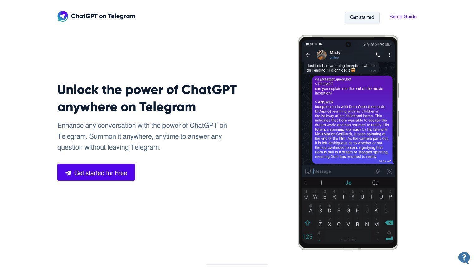 ChatGPT on Telegram screenshot thumbnail