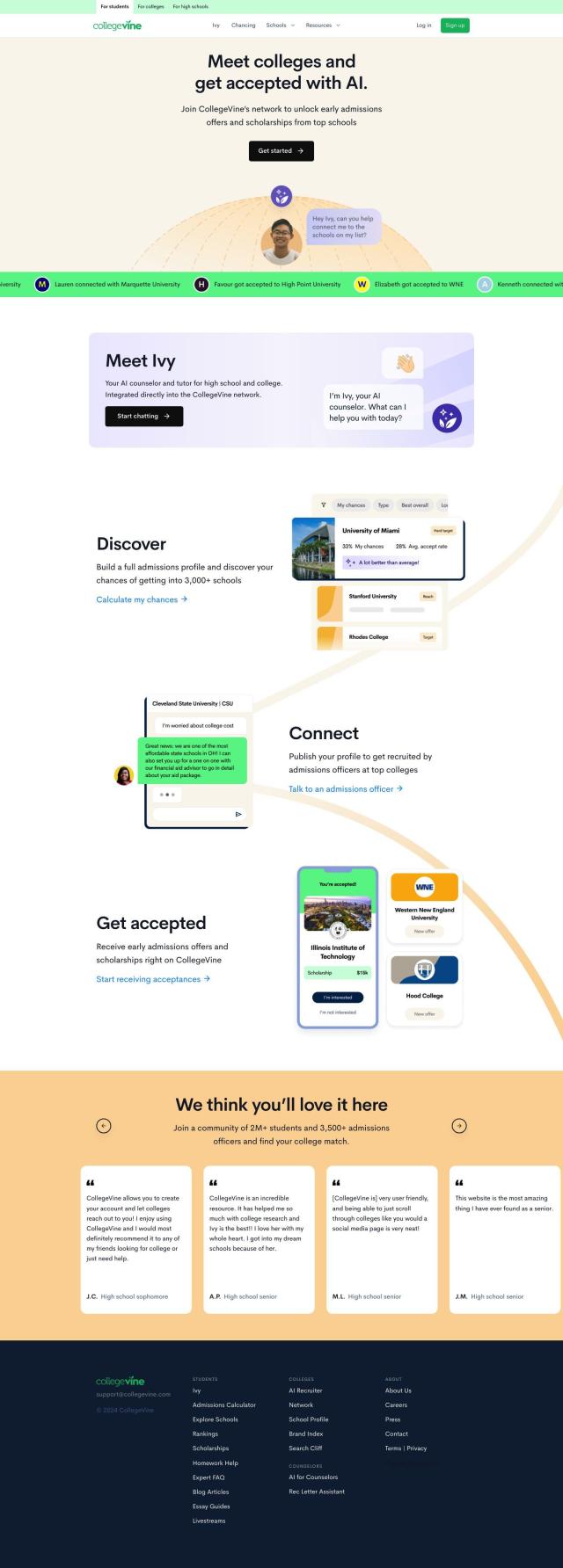 CollegeVine full screenshot