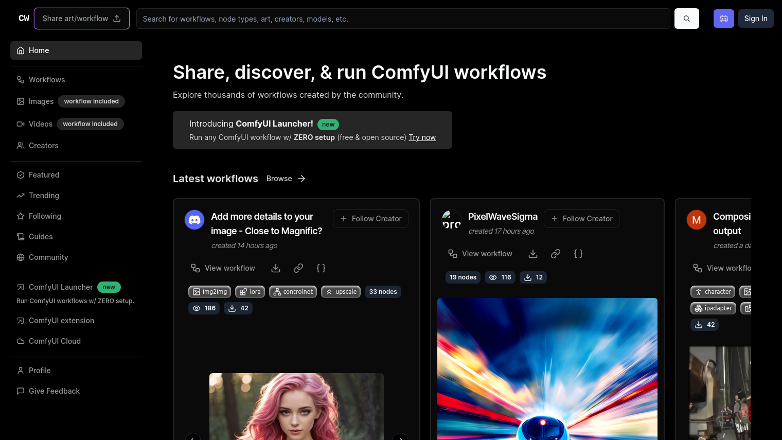 Comfy Workflows screenshot thumbnail