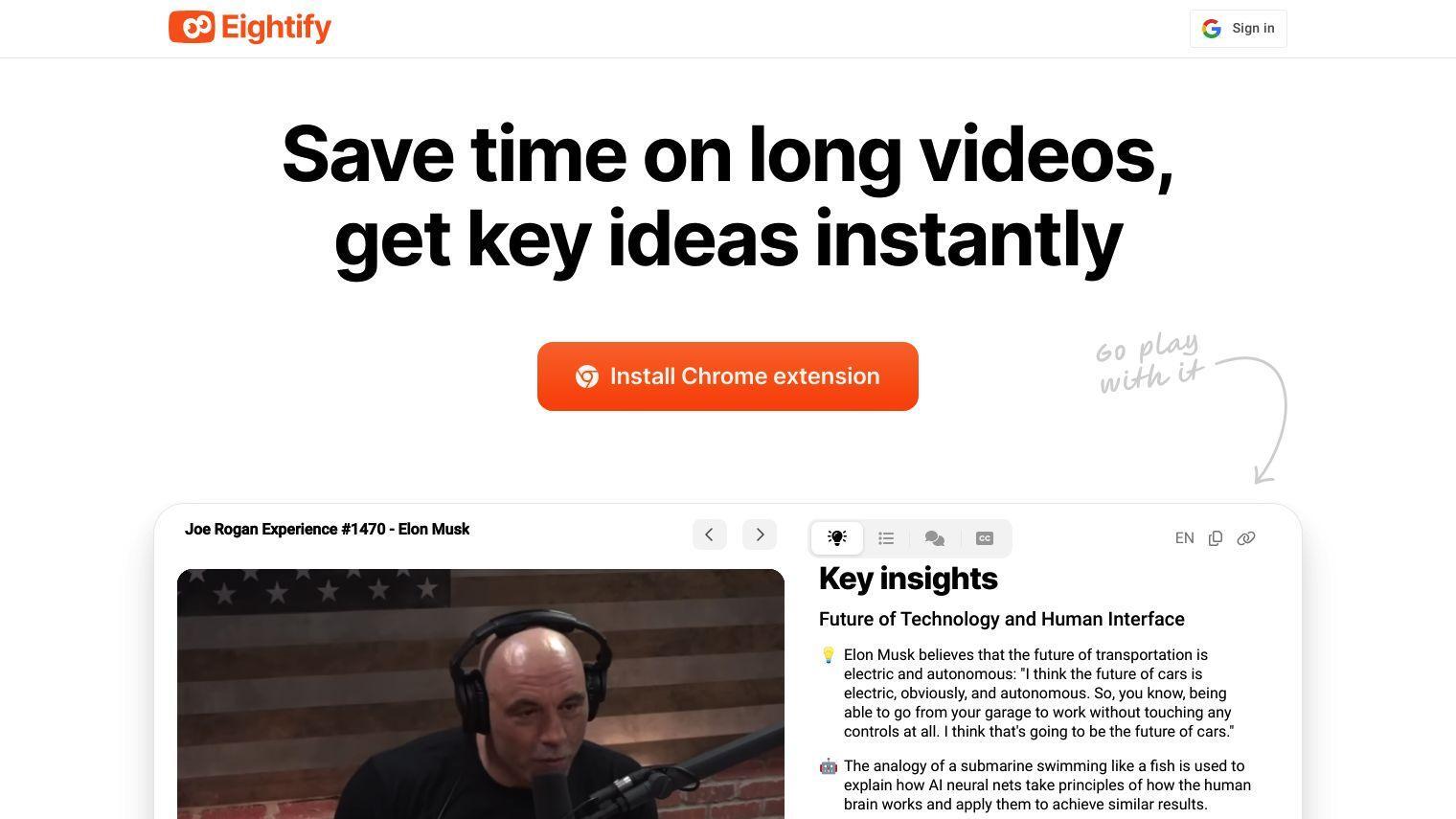 Eightify screenshot thumbnail