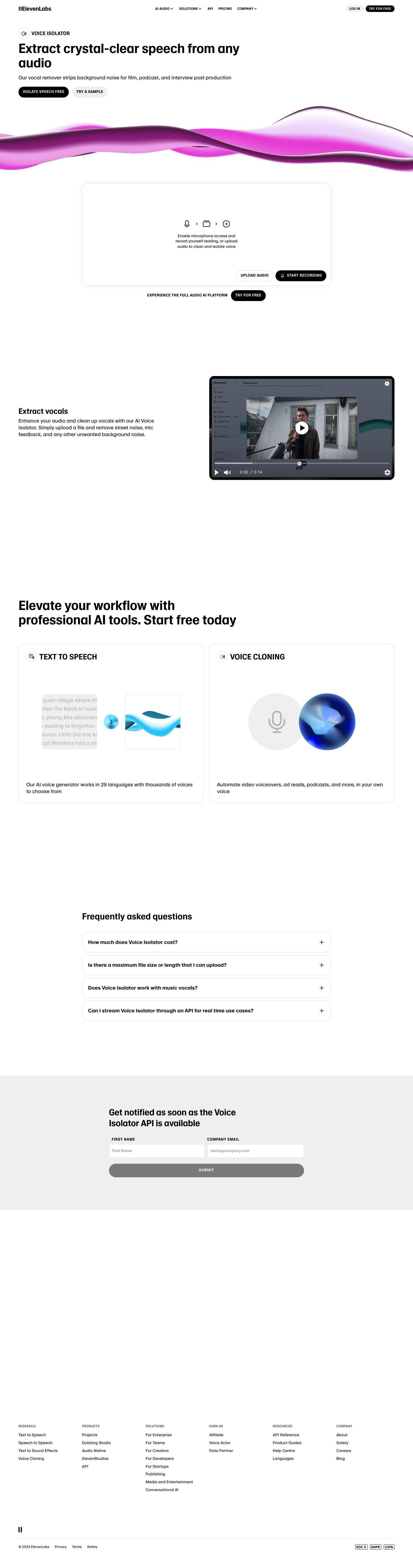 ElevenLabs Voice Isolator full screenshot