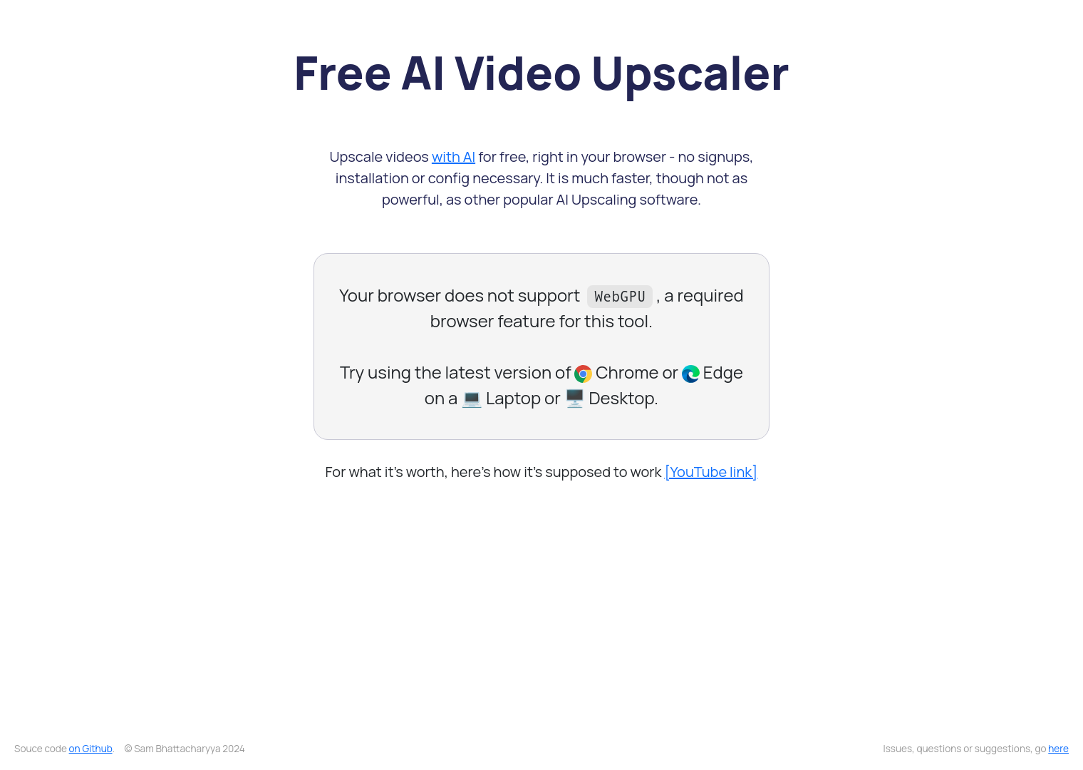 Free AI Video Upscaler full screenshot