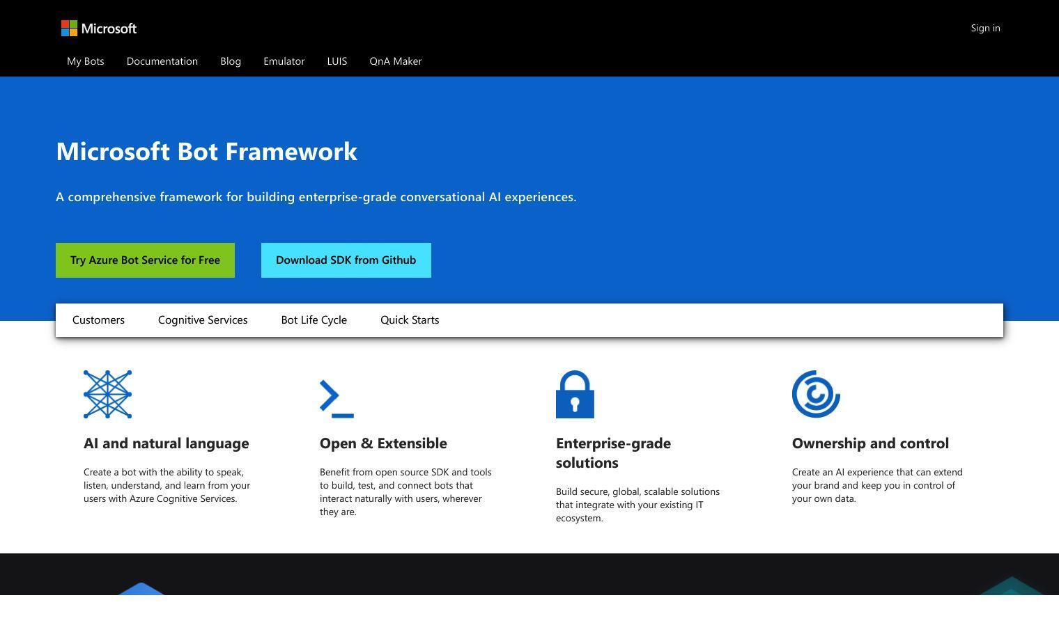 Microsoft Bot Framework full screenshot