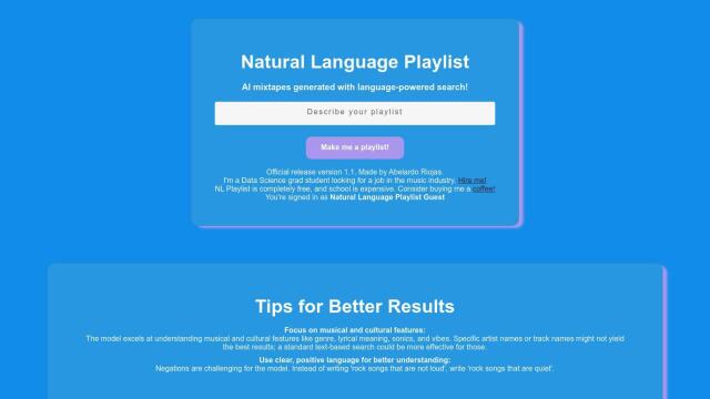 Natural Language Playlist screenshot thumbnail