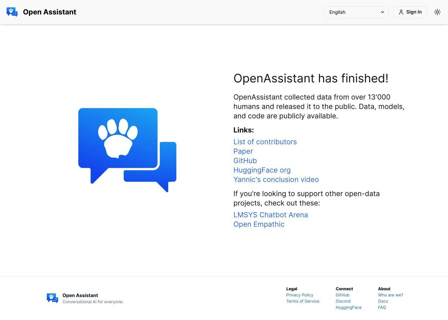 Open Assistant full screenshot