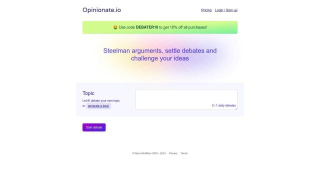 Opinionate full screenshot