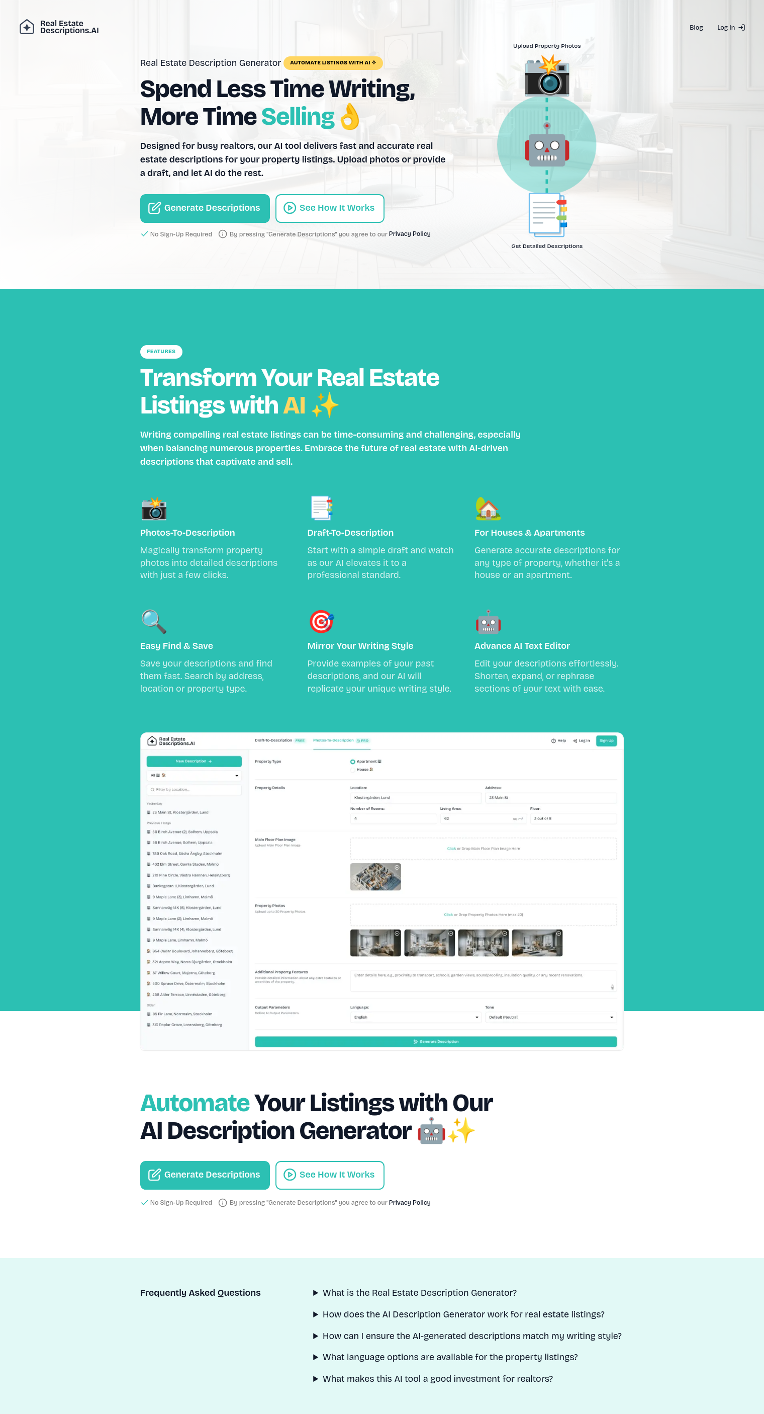 Real Estate Description Generator full screenshot