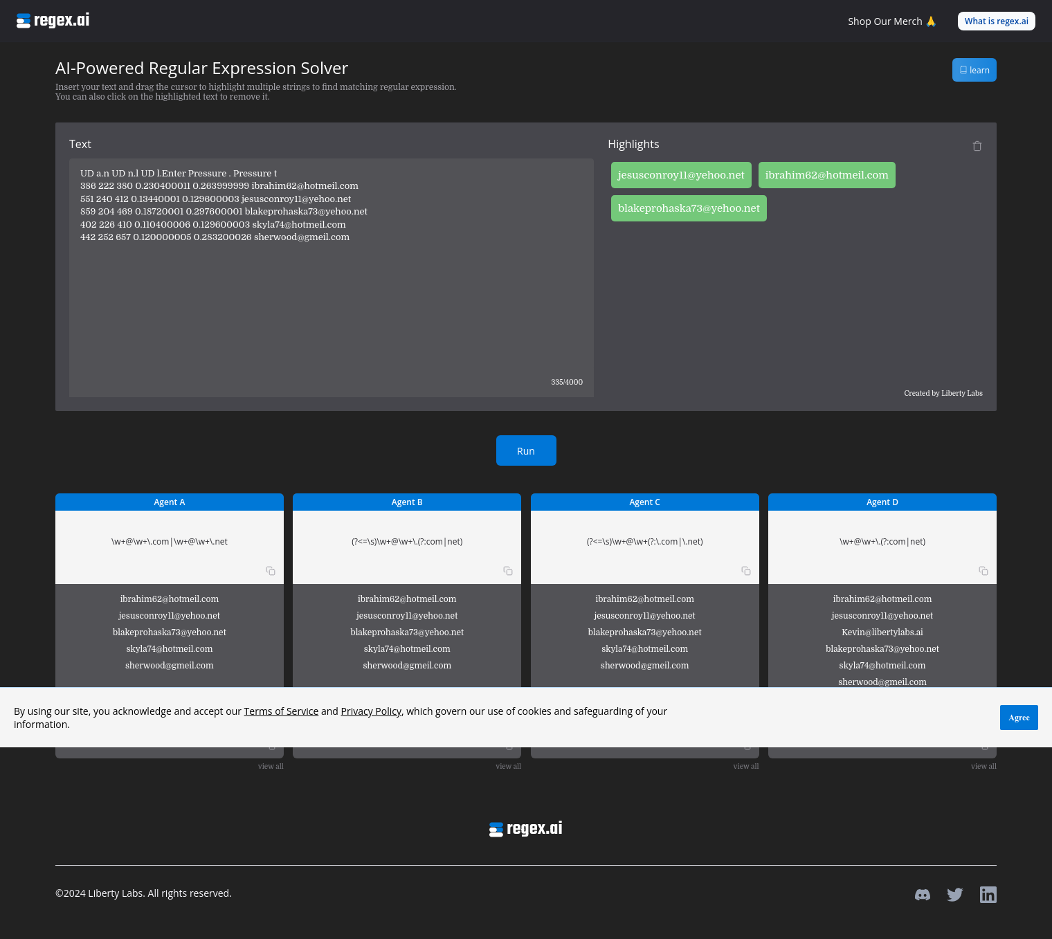 Regex.ai full screenshot