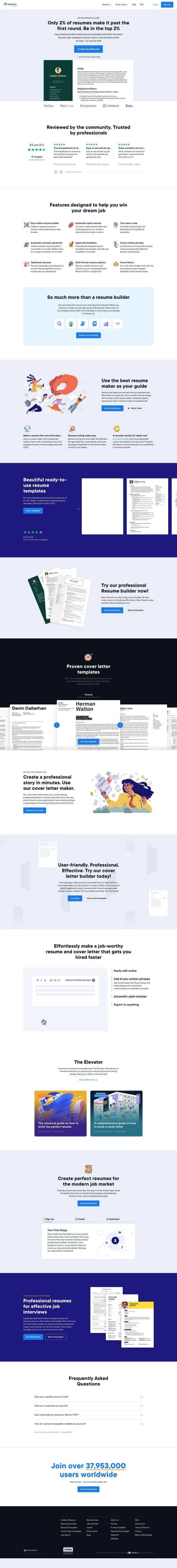 Resume.io full screenshot