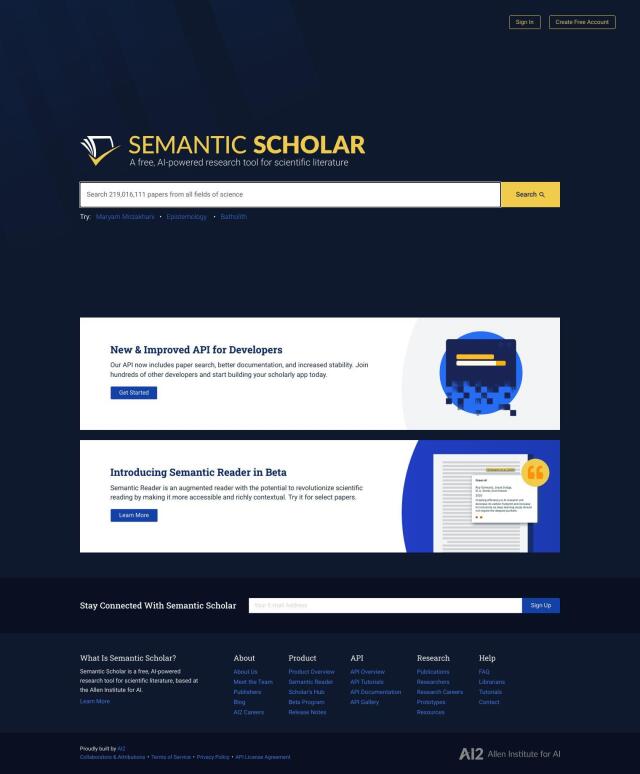 Semantic Scholar full screenshot