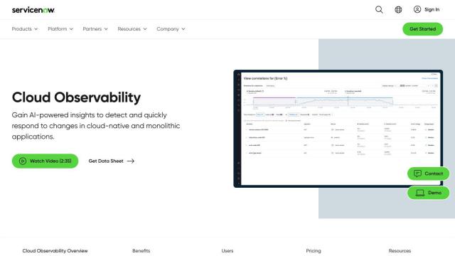 ServiceNow Cloud Observability screenshot thumbnail