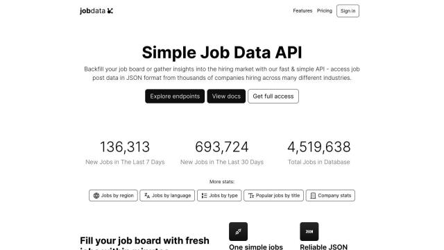 Simple Job Data API screenshot thumbnail