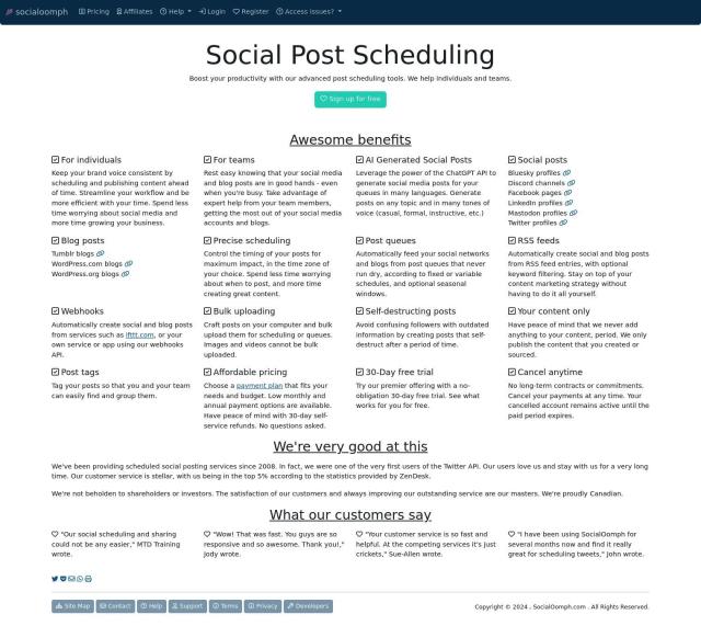 SocialOomph full screenshot