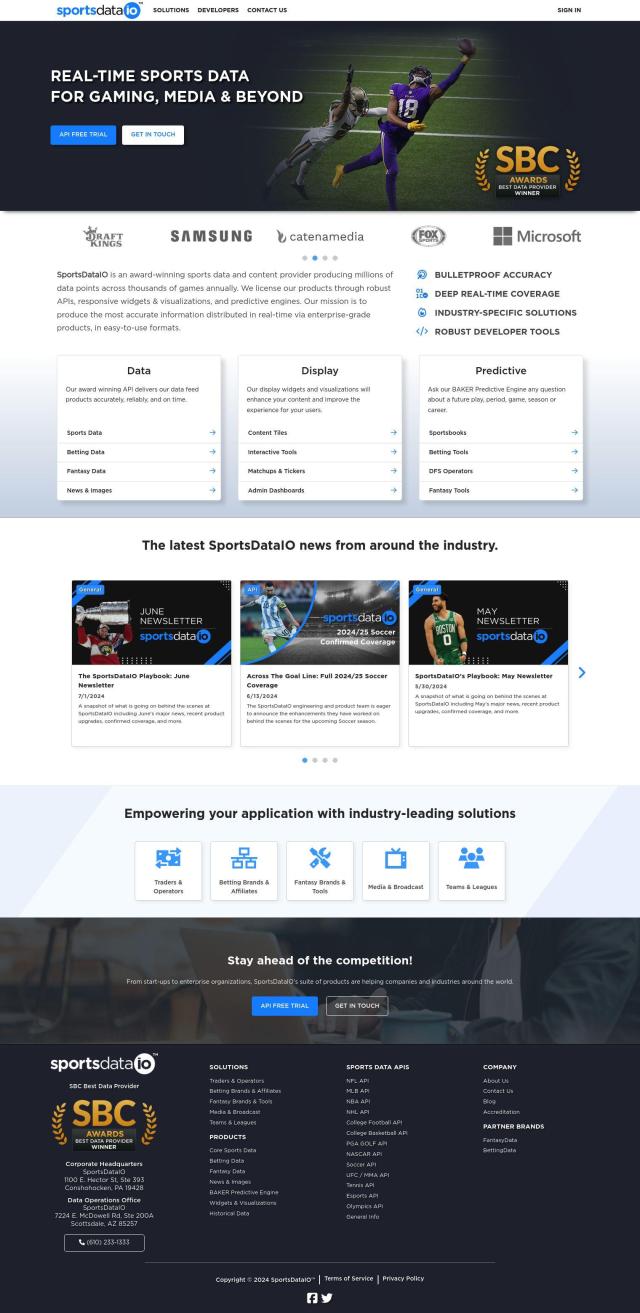 SportsDataIO full screenshot