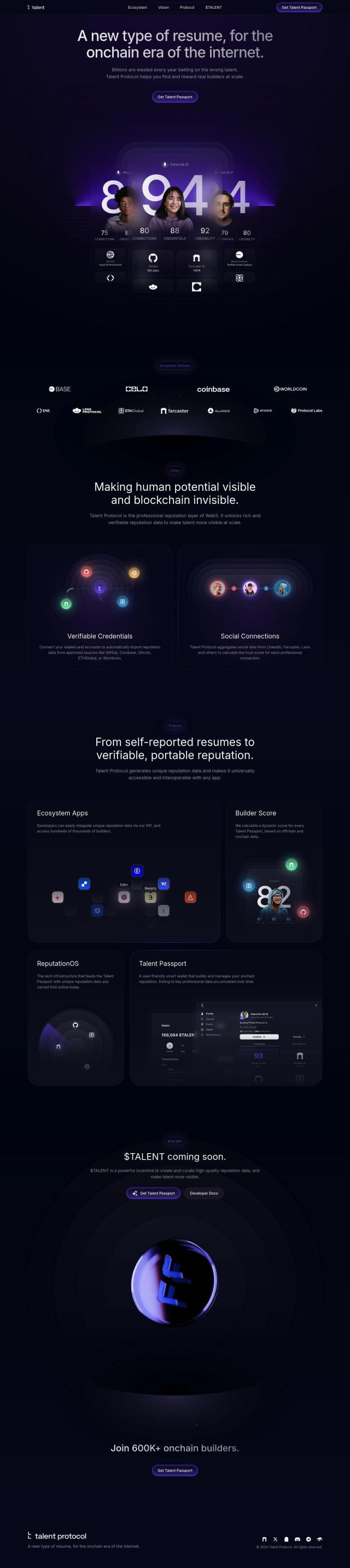 Talent Protocol full screenshot