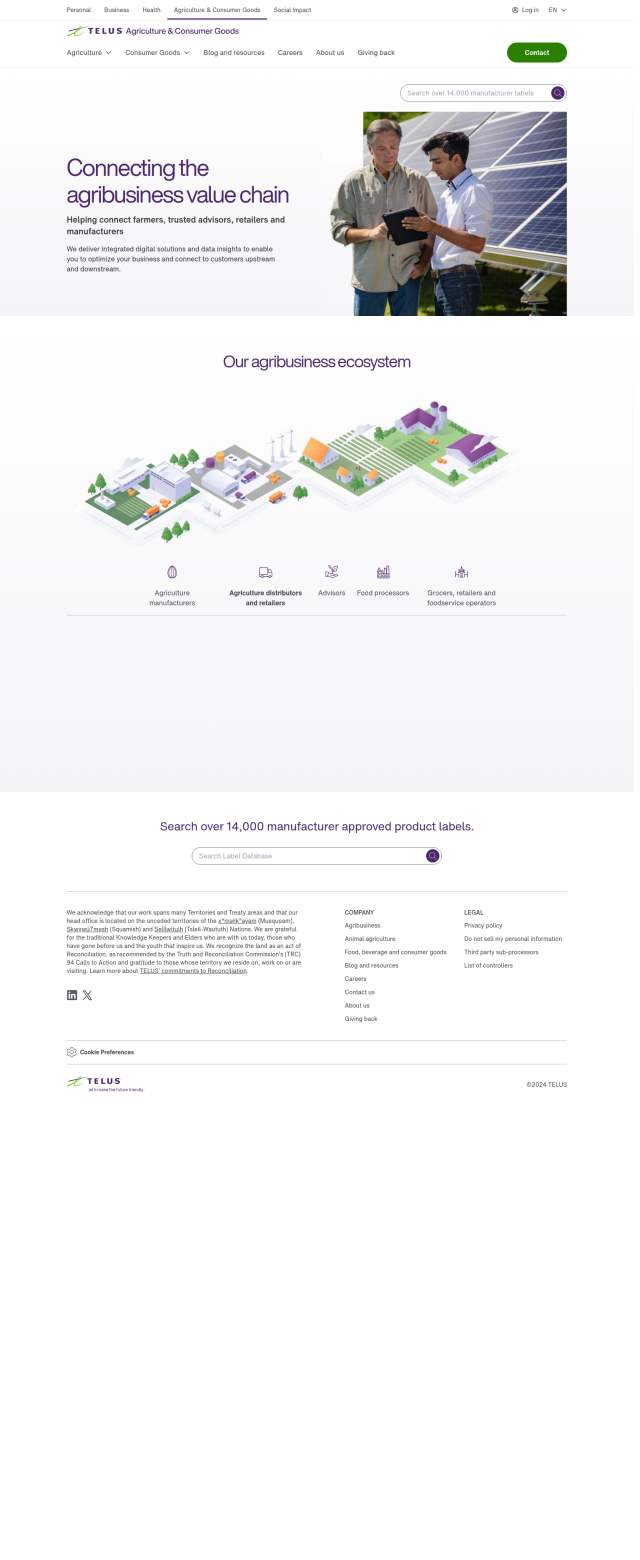 TELUS Agriculture & Consumer Goods full screenshot