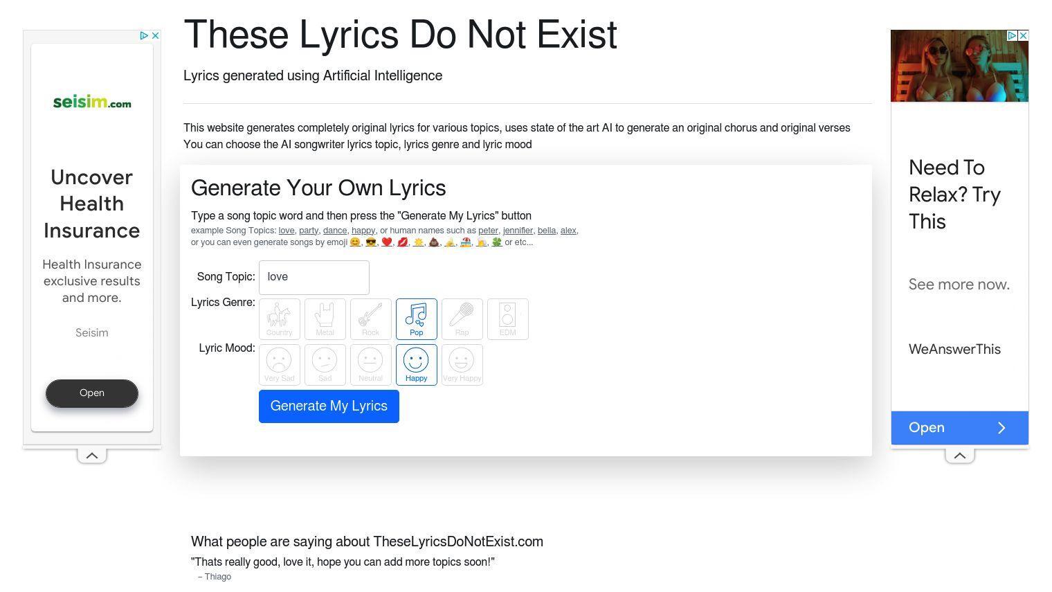 These Lyrics Do Not Exist screenshot thumbnail