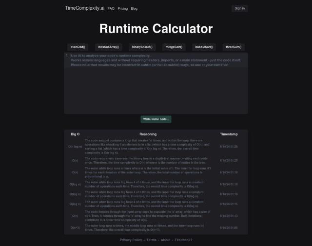 TimeComplexity.ai full screenshot