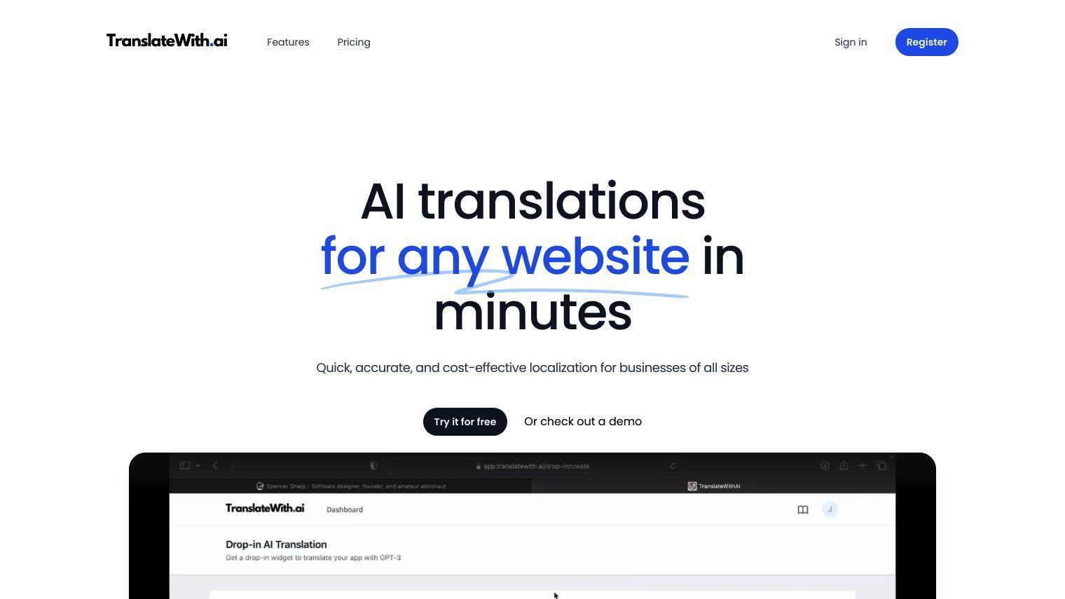 TranslateWith.ai screenshot thumbnail