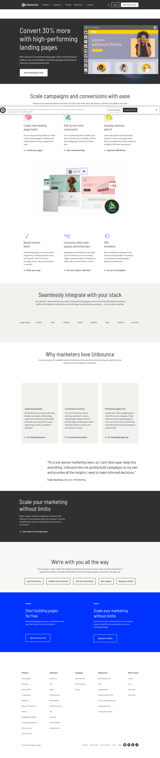 Unbounce full screenshot