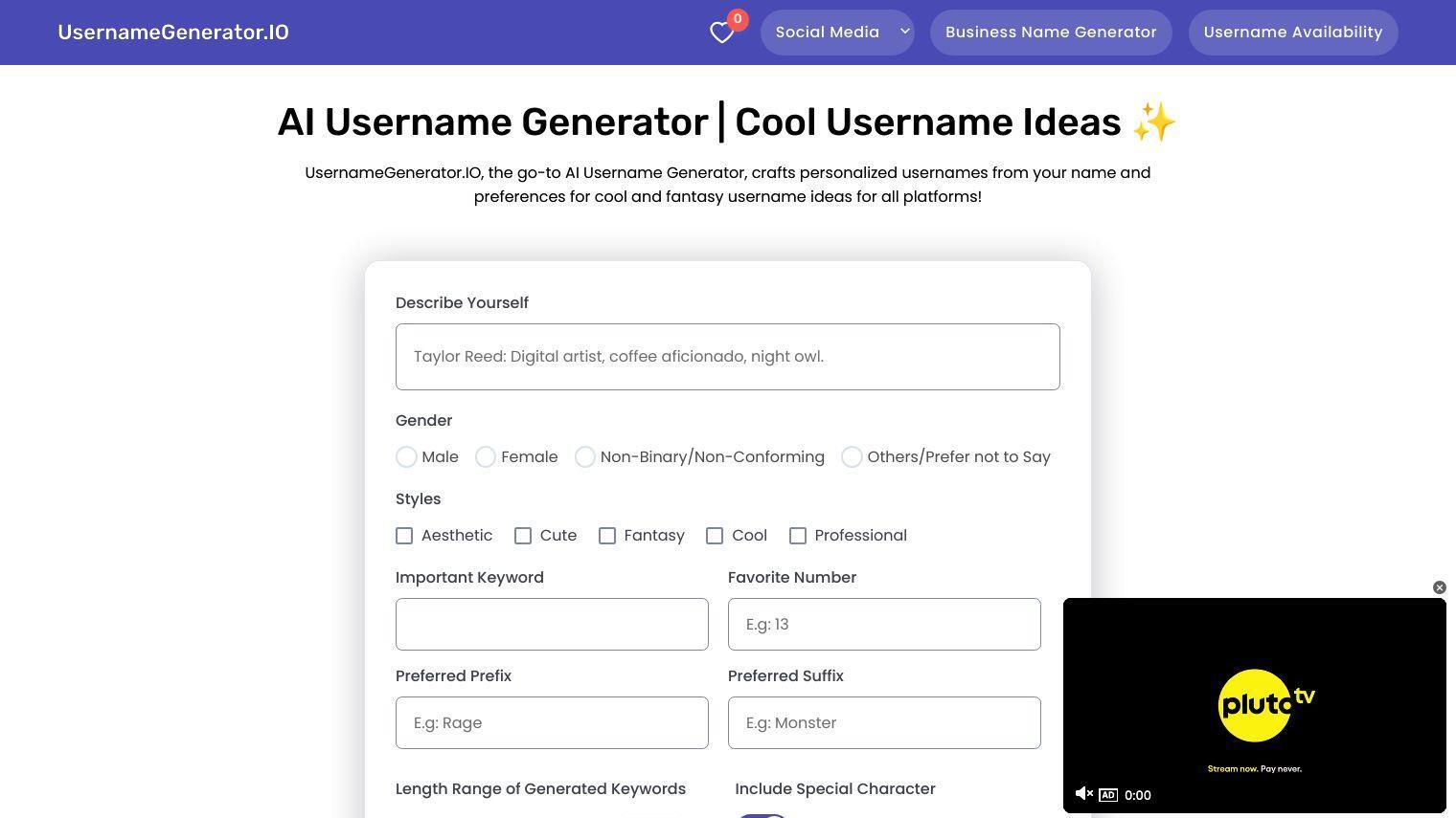 UsernameGenerator.IO screenshot thumbnail