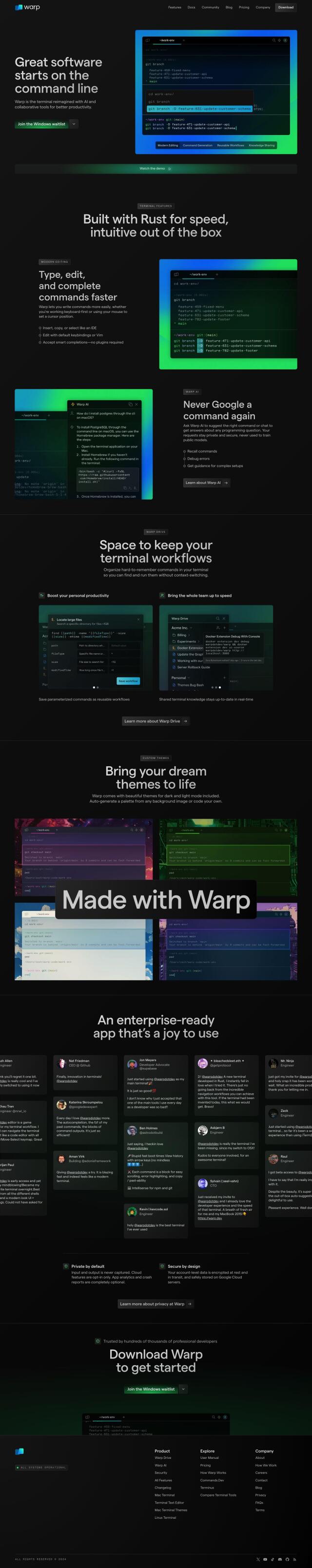 Warp full screenshot