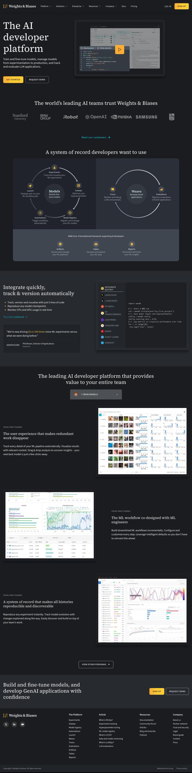 Weights & Biases full screenshot