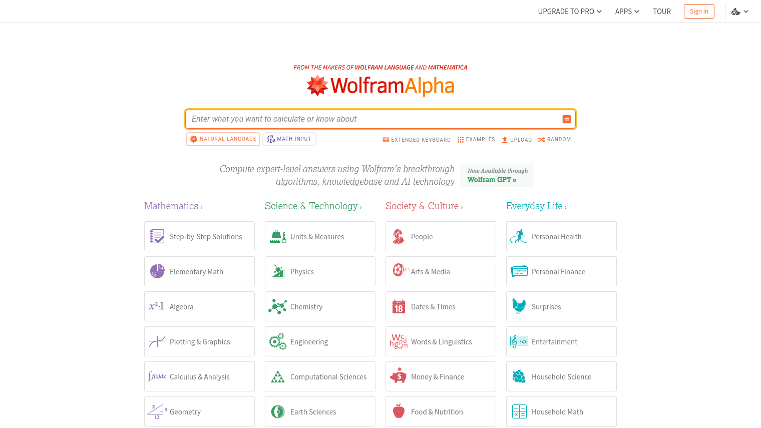 Wolfram|Alpha screenshot thumbnail