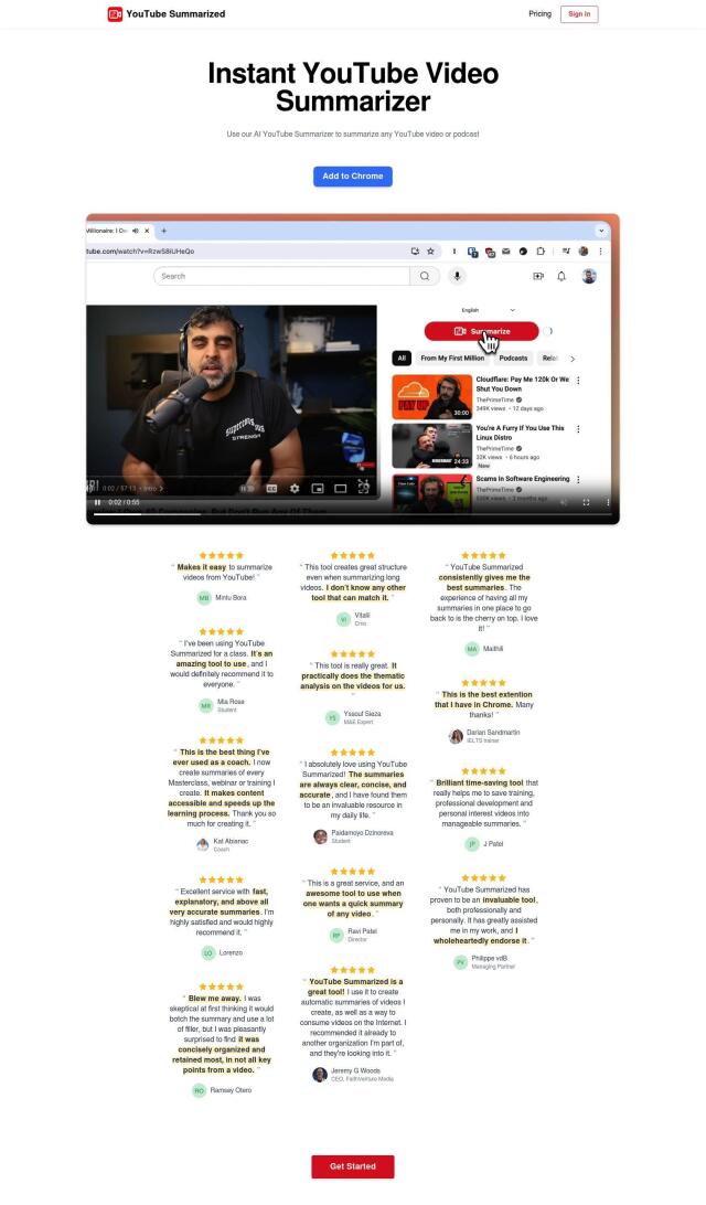 YouTube Summarized full screenshot